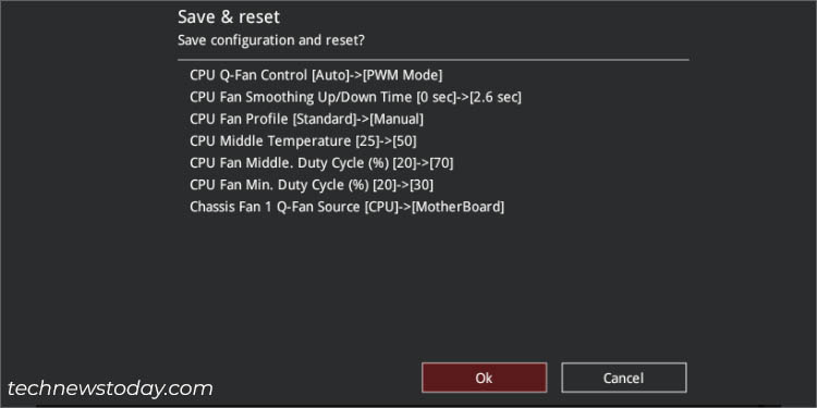 save and reset manual fan settings