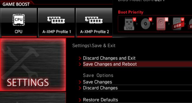 save changes and reboot