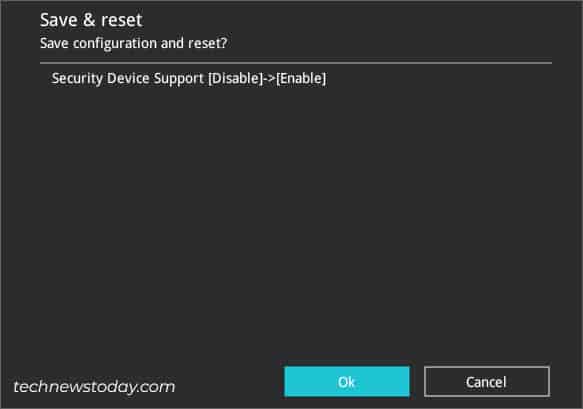 save security device support settings