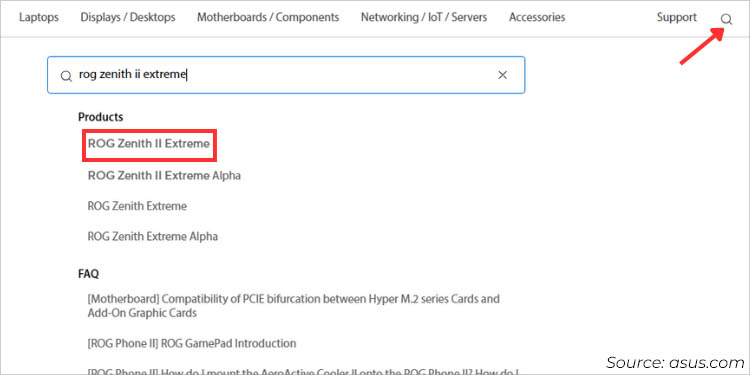 search for your asus model