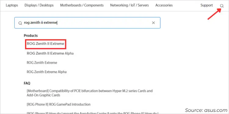 search-for-your-asus-model