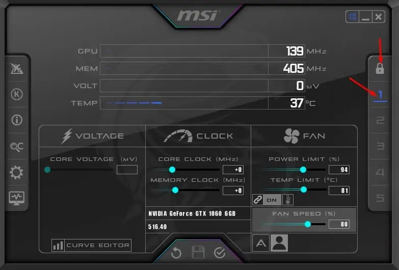 How to Control GPU Fan Speed Using MSI Afterburner 18 select-profile-and-lock-it