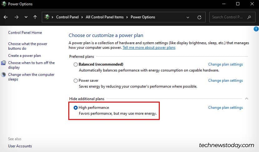 set high performance power plan