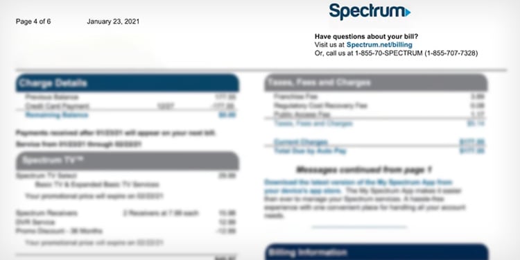 spectrum billing statement 1