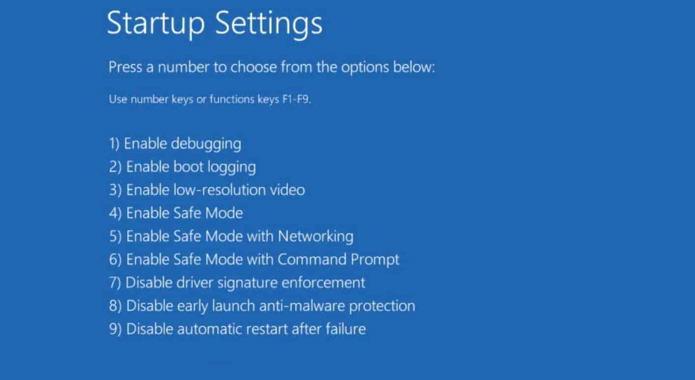startup settings