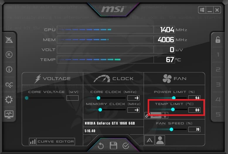 temp limit