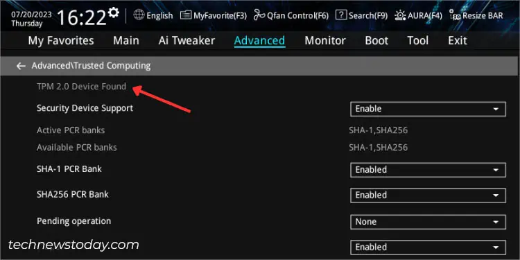 How to Enable TPM on ASUS BIOS? Step-By-Step Guide 13 tpm-2-device-found