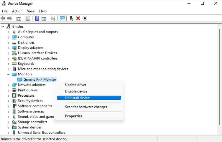 uninstall device monitors