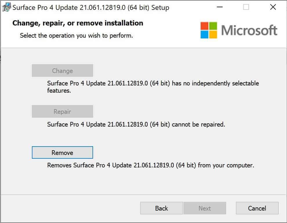 update surface pre installed