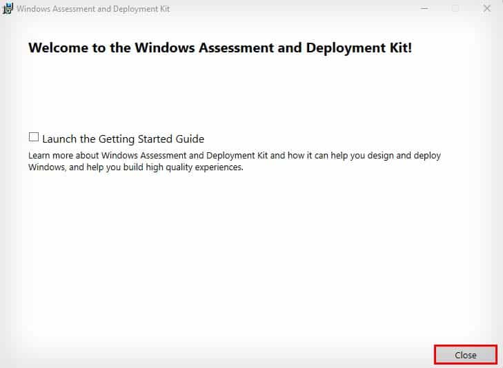 windows adk installation complete
