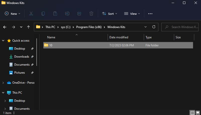 windows kits folder