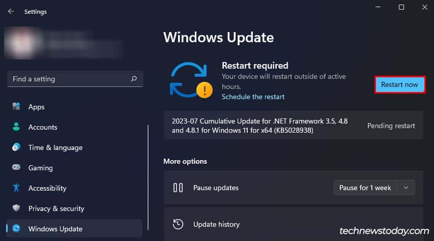 windows update restart