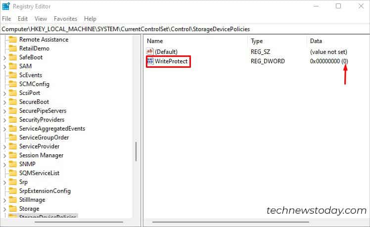 writeprotect and check value