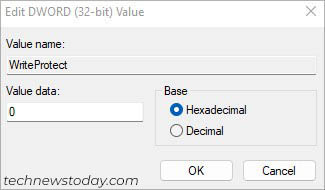 writeprotect value 0