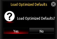 yes to load optimized defaults gigabyte