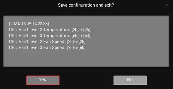 How to Control Fan Speed on MSI? Detailed Guide 20 yes-to-save-configuration-and-exit