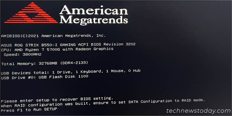 ami screen in rog strix b550i gaming