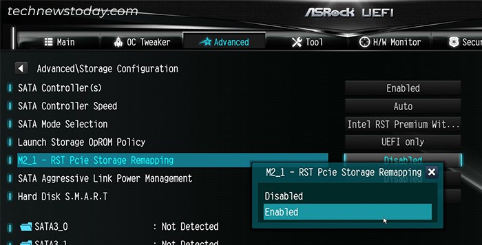 asrock-m2-rst-pcie-storage-remapping-enable