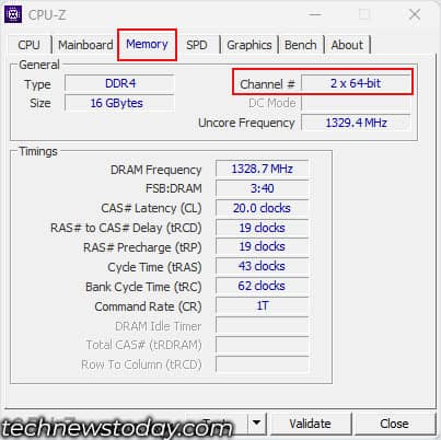 check dual channel from cpu z