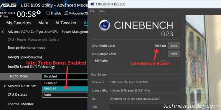 cinebench after enabling turbo boost