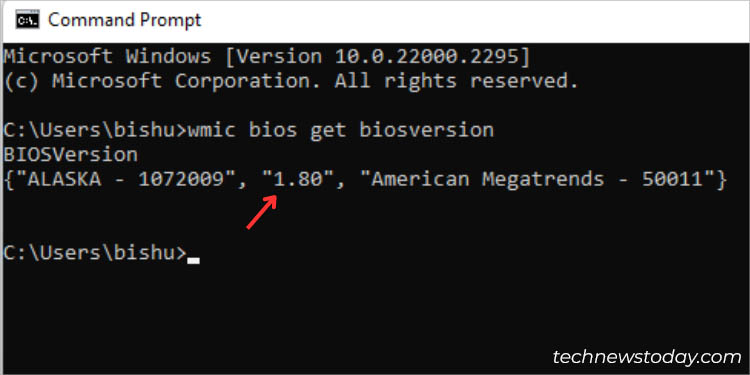 command prompt bios version check