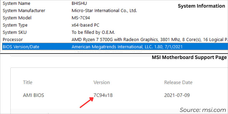 How to Check BIOS Version on Any System 10 comparing msi bios