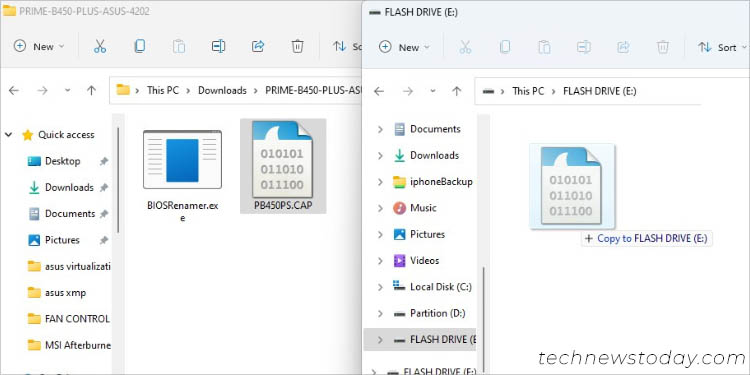 copy bios file to flash drive