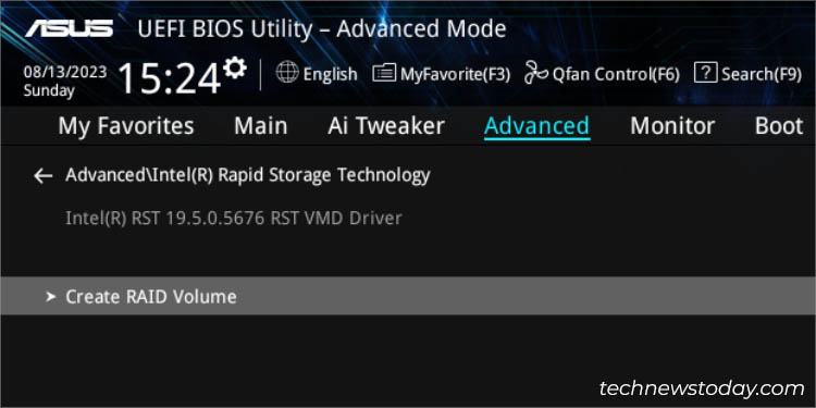 create raid volume 
