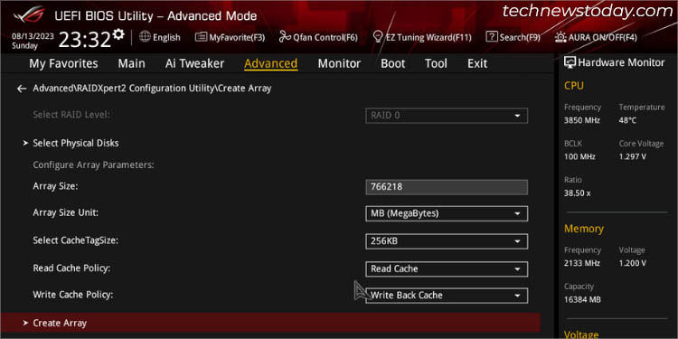 creating raid array in asus amd bios