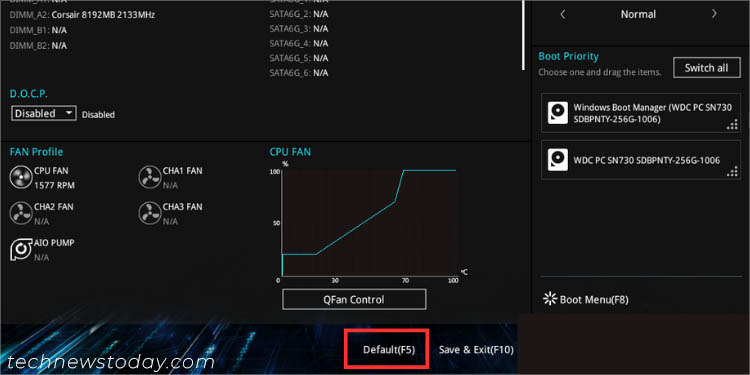 default f5 asus bios