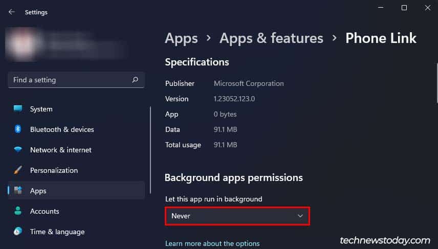 disable background app permissions