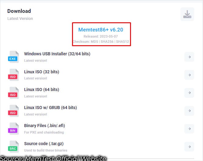 download memtest memory diagnostic