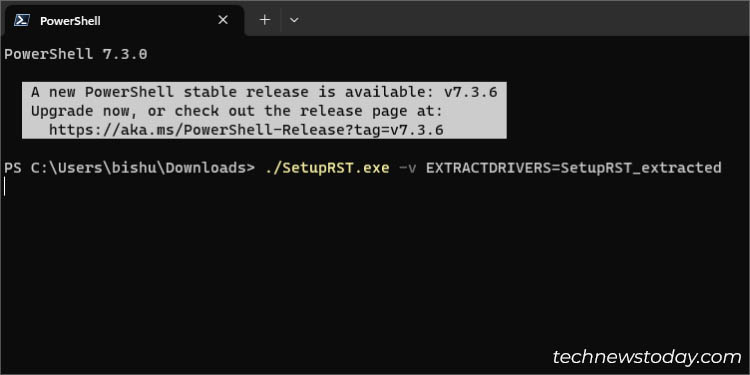 extraction intel rst command