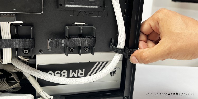 Power Supply Cable Management Tips & Tricks 9 fasten-cable-using-chassis-tabs