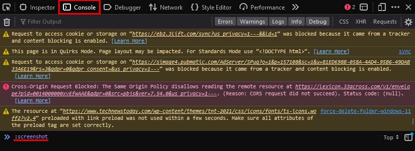 firefox screenshot command