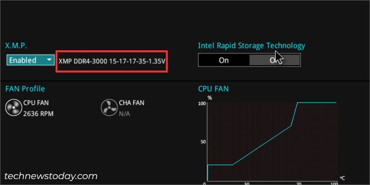 frequency timing and voltage after enabling asus xmp ez mode