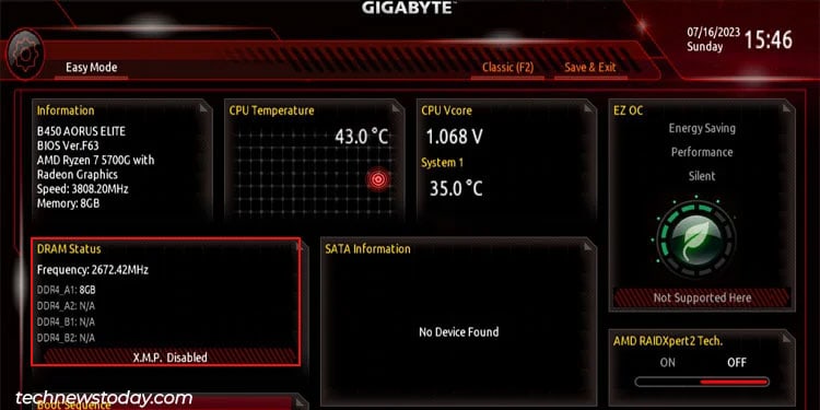 gigabyte bios in easy mode
