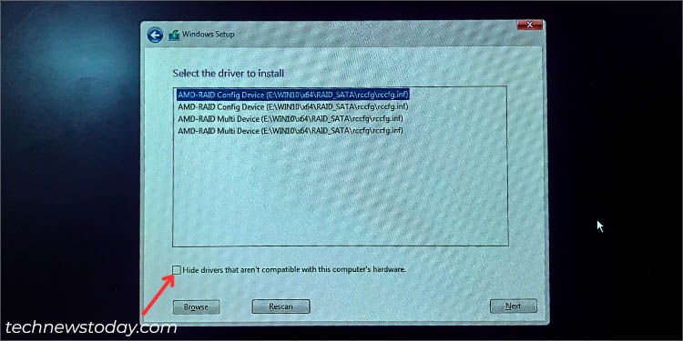 hide drivers that arent compatible with this computer hardware