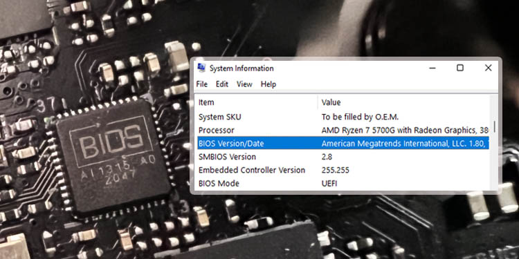 how to check bios version