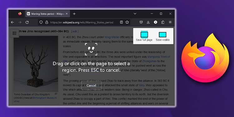how to screenshot on firefox