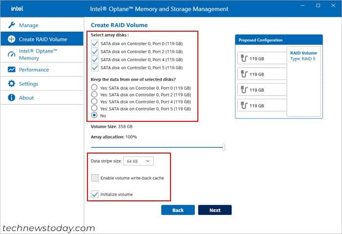 intel-optane-memory-and-storage-management-raid-array-disks-delete-data-initialize-volume