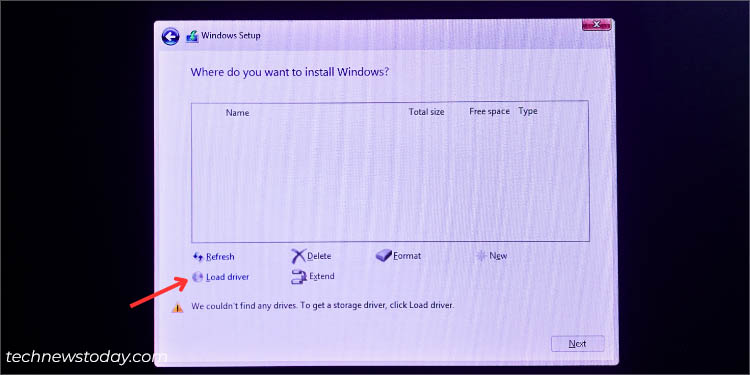 load driver in windows setup