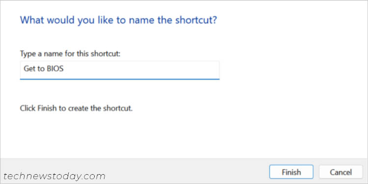 name the shortcut and finish
