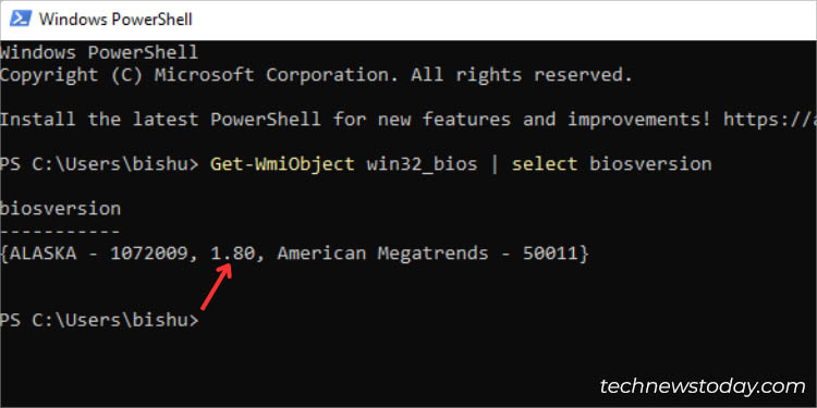 powershell bios version check