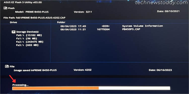 processing progress bar asus bios update