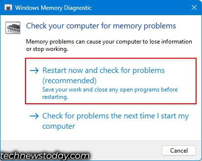 restart pc memory diagnostic