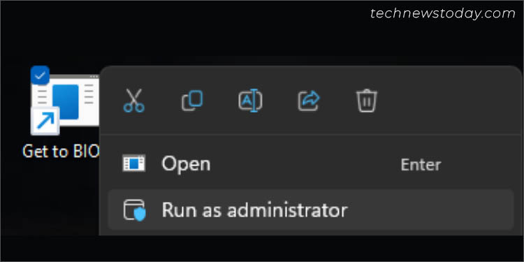 run the shortcut created as admin