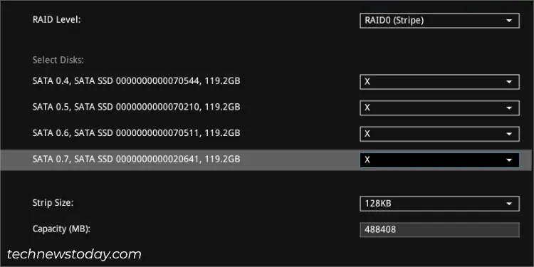 ASUS RAID Setup: A Complete Guide 9 select-disk-for-raid-setup-asus-intel-bios