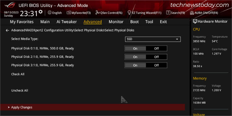 select meda type select disk and apply changes
