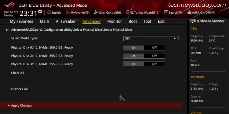 ASUS RAID Setup: A Complete Guide 14 select-meda-type-select-disk-and-apply-changes